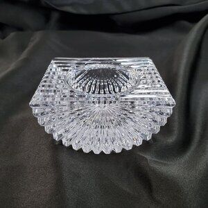 Vintage "Vide Poche" French Cut Crystal Trinket Dish Candle Holder Tea Light 4"